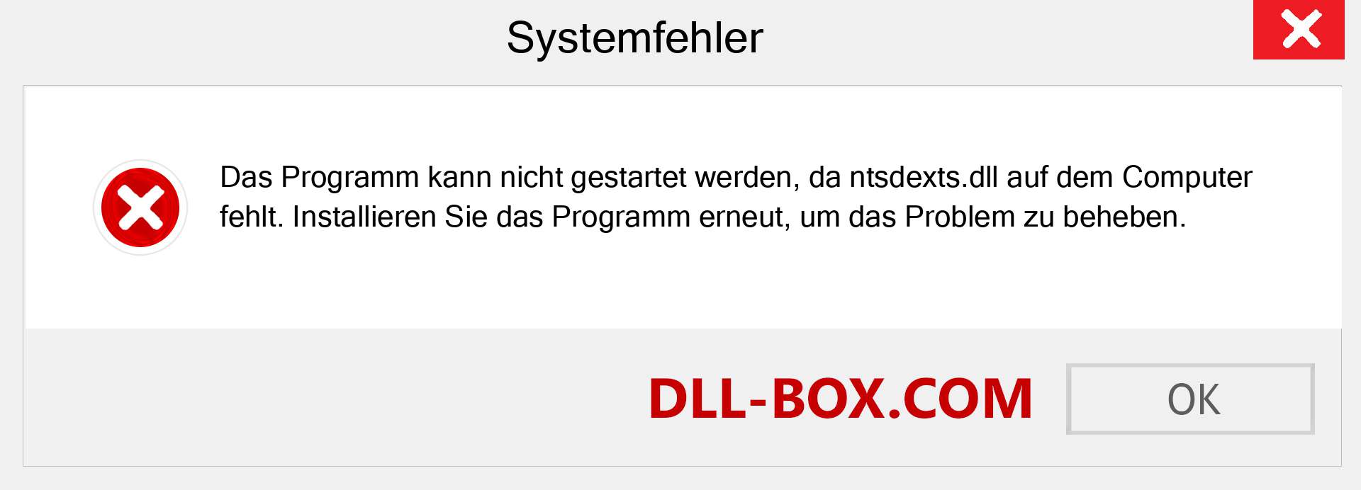 ntsdexts.dll-Datei fehlt?. Download für Windows 7, 8, 10 - Fix ntsdexts dll Missing Error unter Windows, Fotos, Bildern